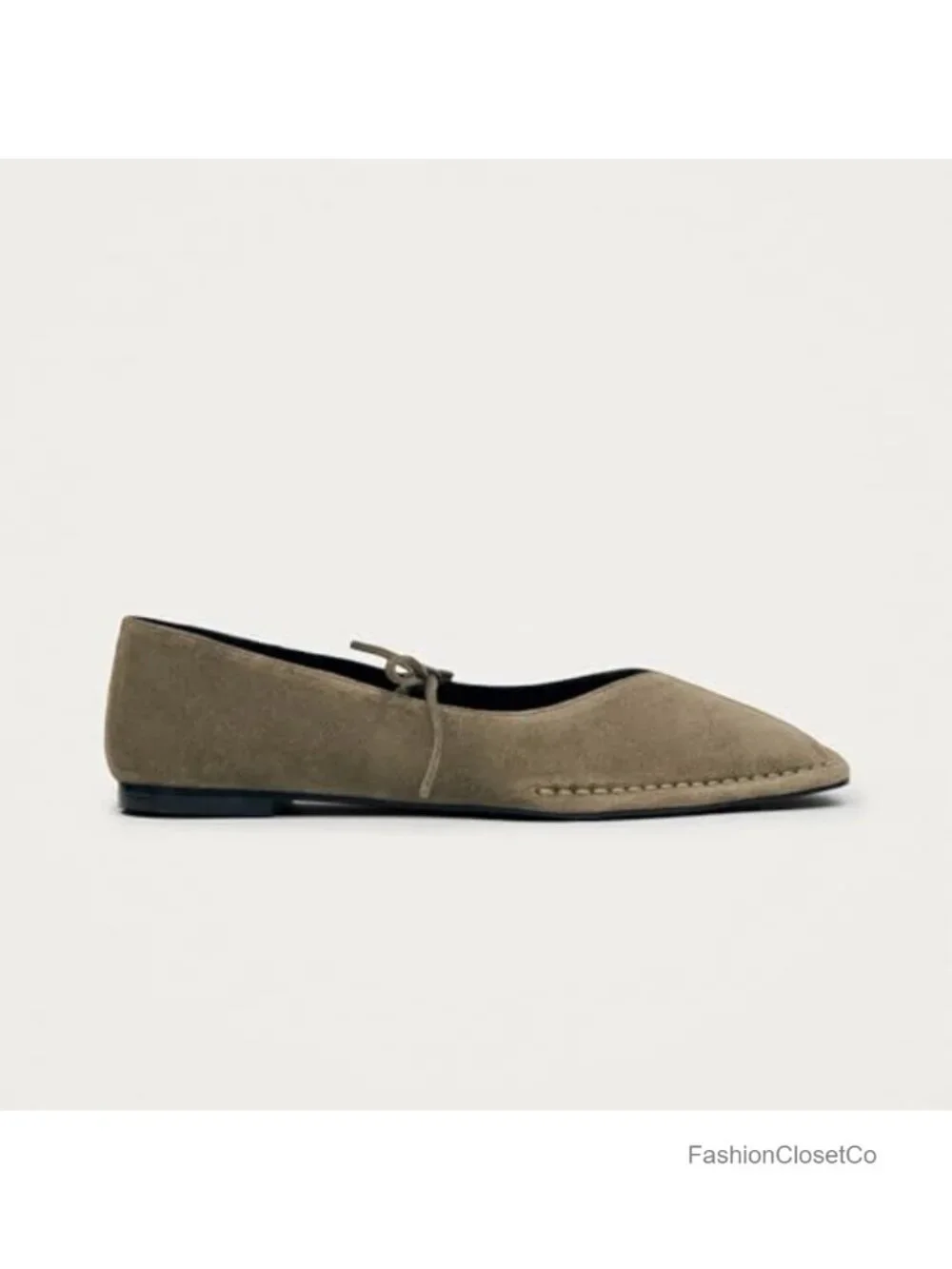 Suede Leather Lace Up Ballet Flats Square Toe Mary Jane Slip On Ballerina Shoes